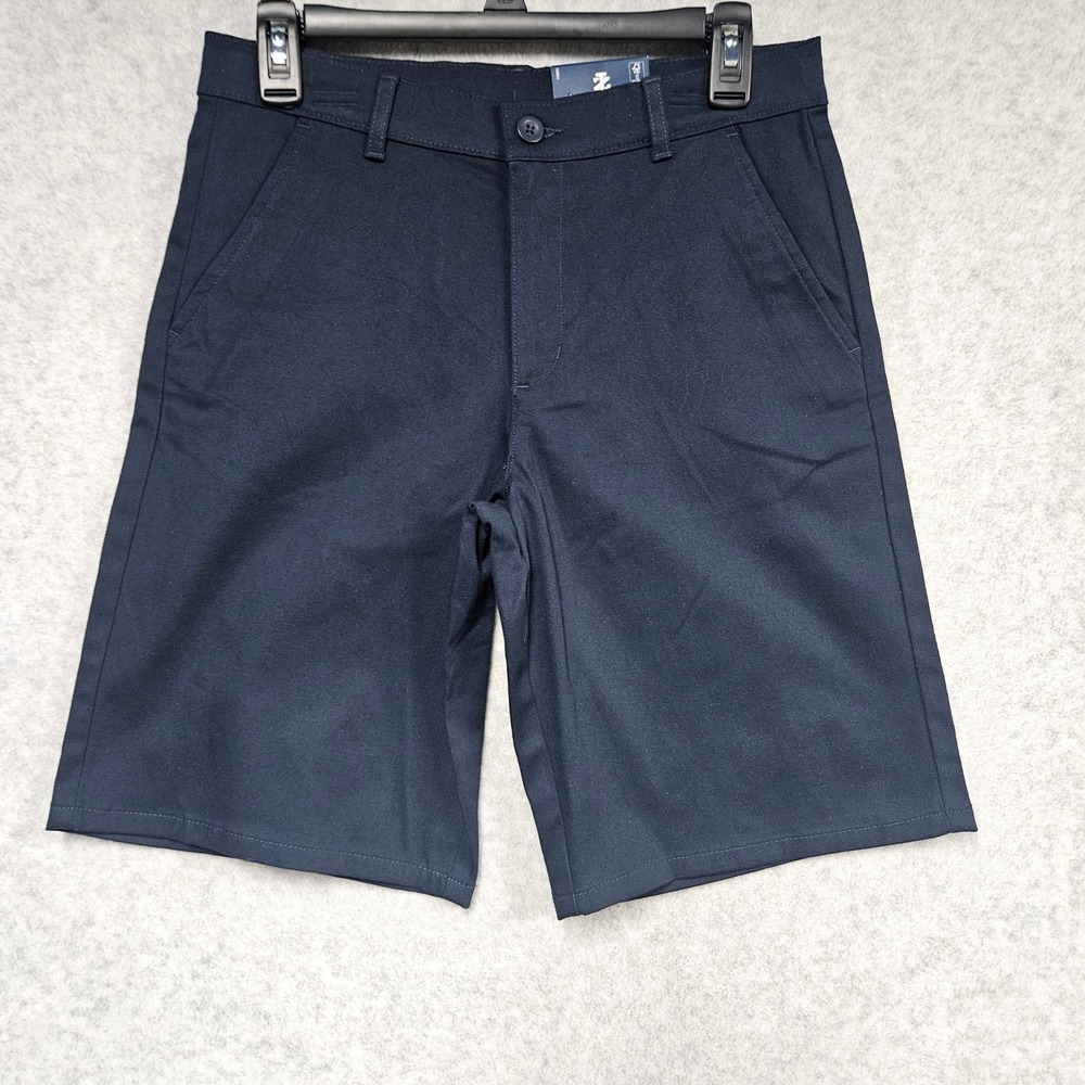 IZOD Shorts Boys 18 Navy Blue Approved Schoolwear Flat Front Stretch Adjustable